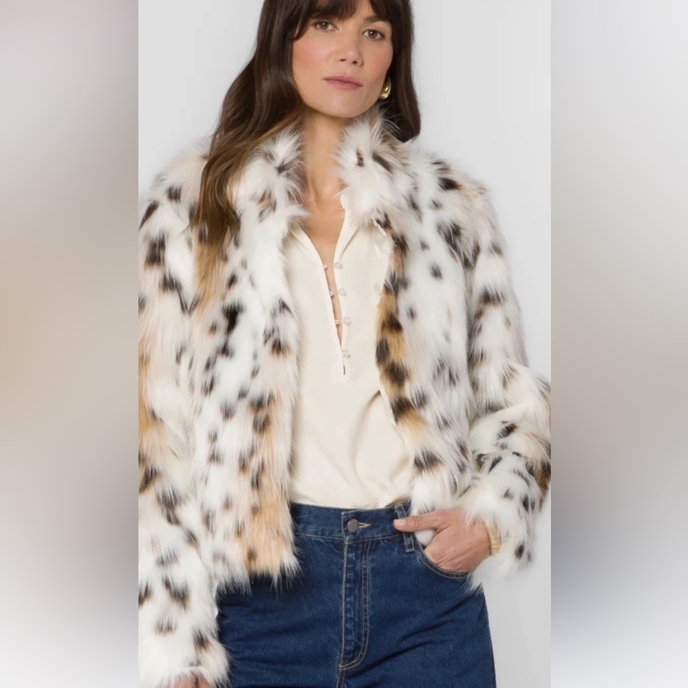 Avril Faux Fur Leopard Print Jacket Sz S